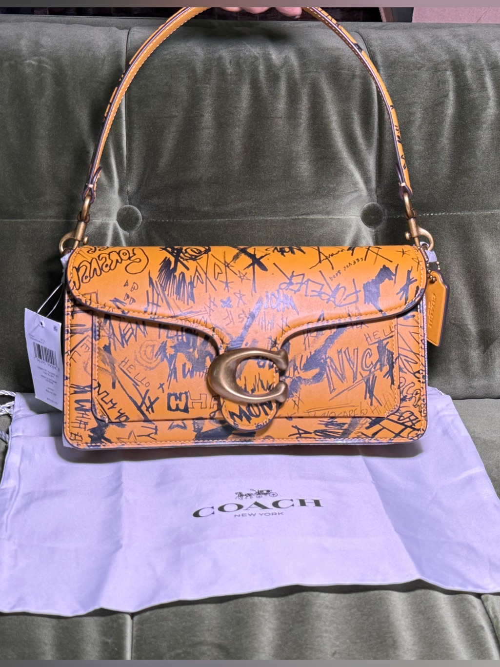 Coach Tabby 26 In Ochre Graffiti With Dust Bag